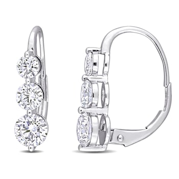 1 3/4 CT TGW Lab Grown Diamond 3-Stone Earrings in 14K White Gold