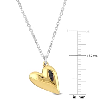 Heart Cable Chain Necklace in 2-Tone Sterling Silver