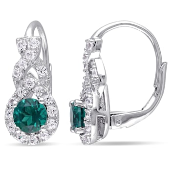 1-3/4ctw Created Emerald and Created White Sapphire Twist Drop Earrings
in Sterling Silver
