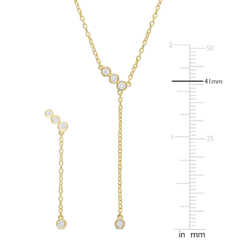 1/3 CT TGW Lab Grown Diamond Earrings & Necklace Set in 18K Yellow
Gold Plated Sterling Silver