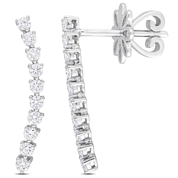 1/2 CT TW Diamond Curved Line Earrings in 14K White Gold