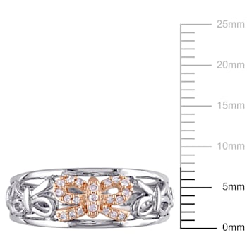 1/10ctw Diamond Openwork Bow Ring in 18K Rose Gold Over Sterling Silver