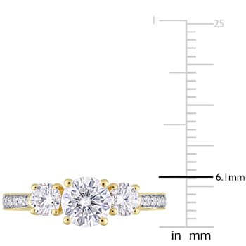 1-3/8 CT DEW Created Moissanite 3-Stone Engagement Ring in 10K Yellow Gold