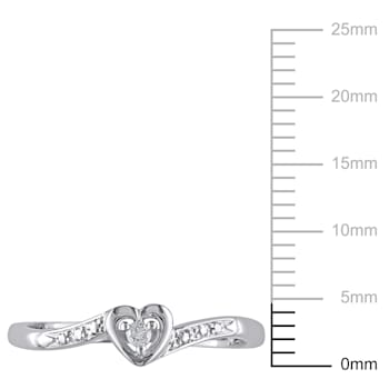 Diamond Heart Ring in Sterling Silver