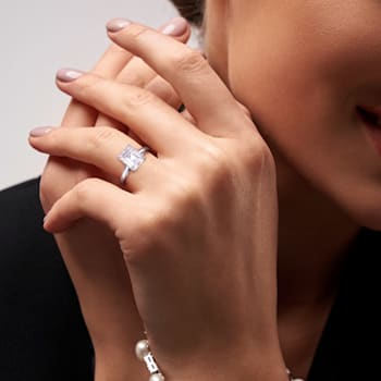 3-1/2 CT DEW Moissanite Solitaire Engagement Ring in 10K White Gold