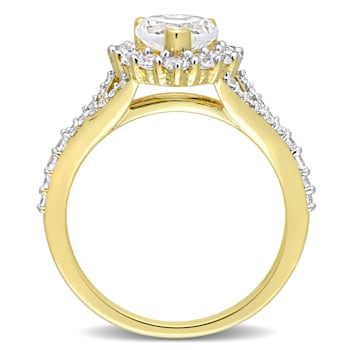 2 2/5 CT TGW Created white Sapphire Heart Halo Ring in Yellow Plated
Sterling Silver