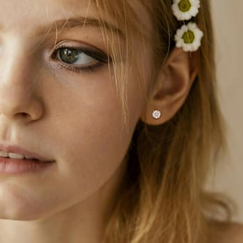 1 CT TW Lab-Grown Diamond Stud Earrings in 14K White Gold