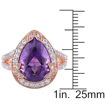 5 7/8 CT TGW Multi-Gemstones and Diamond Accent Halo Shank Ring in Rose
Gold Plated Sterling Silver