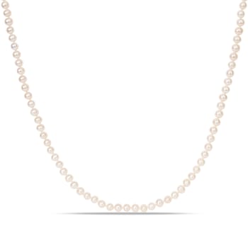 5 - 6 MM Freshwater Cultured Pearl 24" Strand with Sterling Silver Clasp