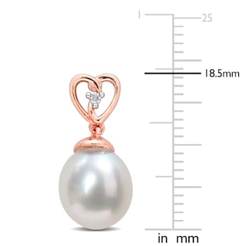8-9MM South Sea Cultured Pearl and White Topaz Earrings in 18K Rose Gold
Over Sterling Silver