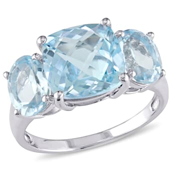 8 2/5 CT TGW Sky Blue Topaz 3-Stone Ring in Sterling Silver