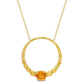3.25 CTW Citrine and Madeira Citrine Graduated Open 18k Gold Plated
Silver Pendant with Chain