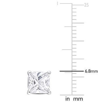 2 3/5 CT TGW Square Created White Sapphire Stud Earrings in Sterling Silver
