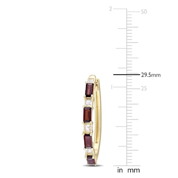 3 CT TGW Baguette Garnet & White Topaz Hoop Earring in Yellow Plated
Sterling Silver