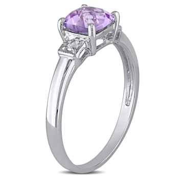 4/5 CT TGW Amethyst and Diamond Accent Ring in Sterling Silver