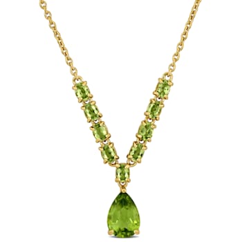 4 3/4 CT TGW Peridot Lariat Necklace in Sterling Silver