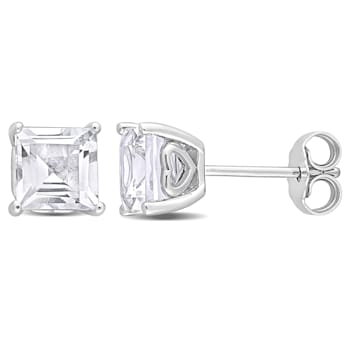 2 5/8 CT TGW Square White Topaz Stud Earrings in Sterling Silver