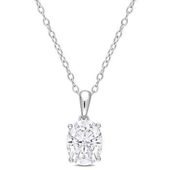2 CT DEW Created Moissanite Solitaire Pendant with Chain in Sterling Silver