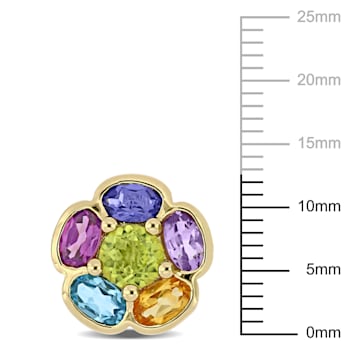 3 5/8 CT TGW Multi Gemstone Floral Stud Earrings in 18k Yellow Gold Over
Sterling Silver