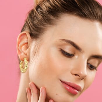 39.5MM Twisted Hoop Earrings in 18K Yellow Gold Over Sterling Silver