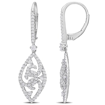4/5 CT DEW Created Moissanite Leverback Dangle Earrings in Sterling Silver