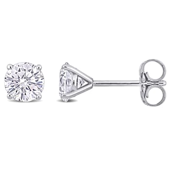 1 CT TW Lab-Grown Diamond Solitaire Stud Earrings in 14K White Gold (IGI Certified)