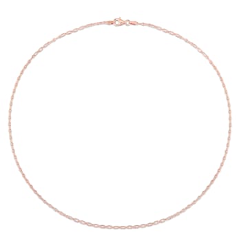 2MM Diamond Cut Figaro Chain Necklace in Rose Plated Sterling Silver