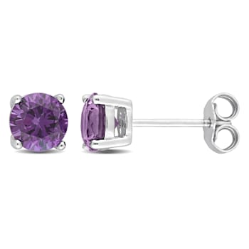 2 CT TGW Simulated Alexandrite Stud Earrings in Sterling Silver