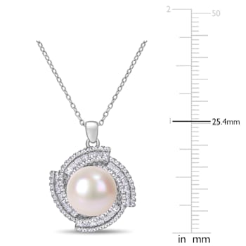 12-12.5MM Freshwater Cultured Pearl and 1 5/8 CT TGW Cubic Zirconia
Pendant in Sterling Silver