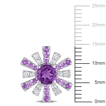 1 3/4 CT TGW African Amethyst and White Topaz Starburst Earrings in
Sterling Silver