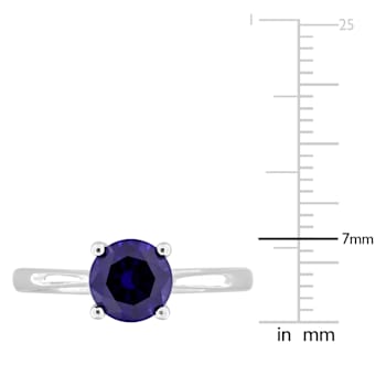 1 5/8 CTW Created Blue Sapphire Solitaire Ring in Sterling Silver