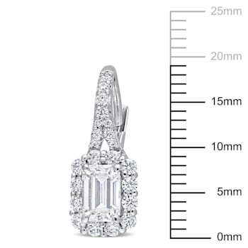 1 5/8 CT DEW Created Moissanite Halo Leverback Earrings in Sterling Silver