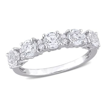 1 5/5 CTW White Topaz Anniversary Style Band Ring in Sterling Silver