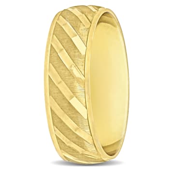 Men's 6mm Striped Wedding Band in 10K Yellow Gold