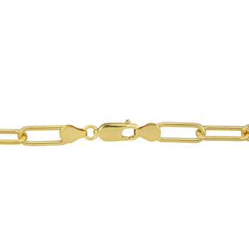6MM Polished Paperclip Chain Necklace in Yellow Plated Sterling Silver