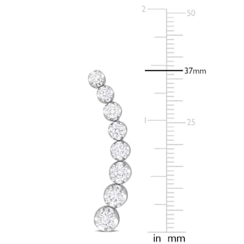 2 1/2 CT TW Diamond Graduated Curved Line Earrings in 14K White Gold