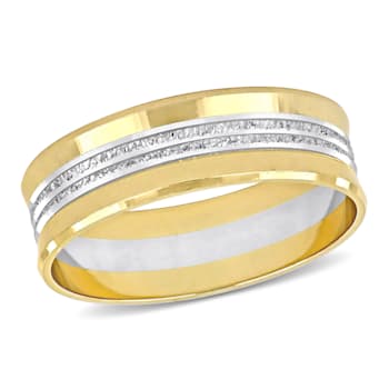 Men's 6mm Double Row Wedding Band in 10K 2-Tone Gold