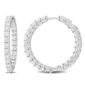 6 7/8 CT TGW Created White Sapphire Inside-Outside Hoop Earrings in
Sterling Silver
