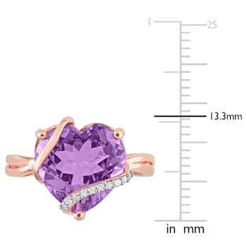 6 1/2 CT TGW Amethyst and Diamond Accent Heart Ring in Rose Plated
Sterling Silver
