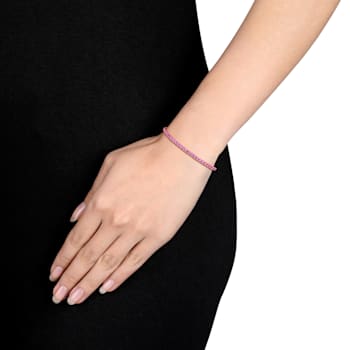 6 1/8 CT TGW Created Pink Sapphire Bracelet in Rose Plated Sterling Silver
