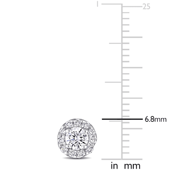 3/4 CT TGW Lab Grown Diamond Halo Stud Earrings in 14K White Gold