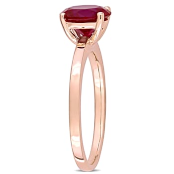 2 3/8 CT TGW Created Ruby Solitaire Ring in 10K Rose Gold