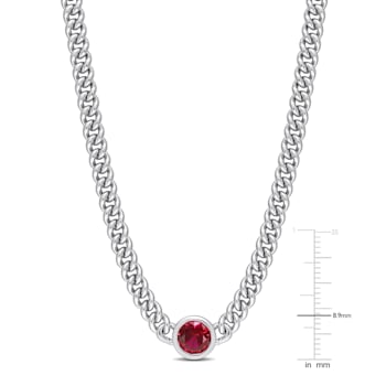 1 5/8 CT TGW Created Ruby Necklace in Sterling Silver