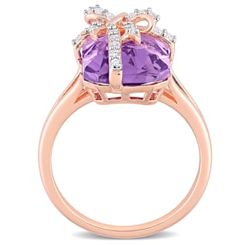6 3/4 CT TGW Amethyst and Topaz Ring in Rose Plated Sterling Silver