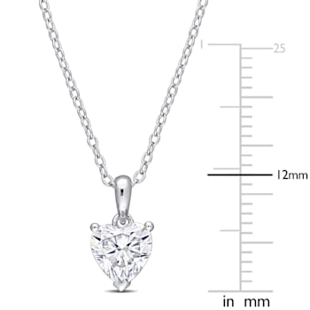 1 CT DEW Created Moissanite Solitaire Pendant With Chain in Sterling Silver