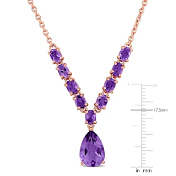 2 1/3 CT TGW Amethyst Lariat Necklace in Rose Plated Sterling Silver