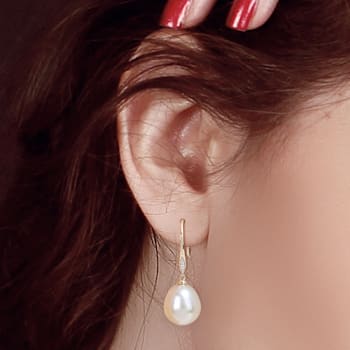 12-12.5MM Golden South Sea Cultured Pearl and Diamond Accent Earrings in
10K Yellow Gold