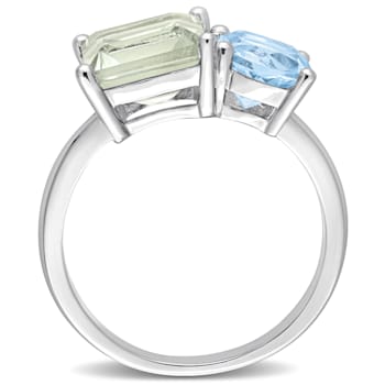 3 4/5 CT TGW Green Quartz and Sky Blue Topaz Ring in Sterling Silver