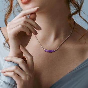 1 1/5 CT TGW Amethyst Bead Necklace in Sterling Silver