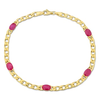 3 CT TGW Ruby Bracelet in 10K Yellow Gold